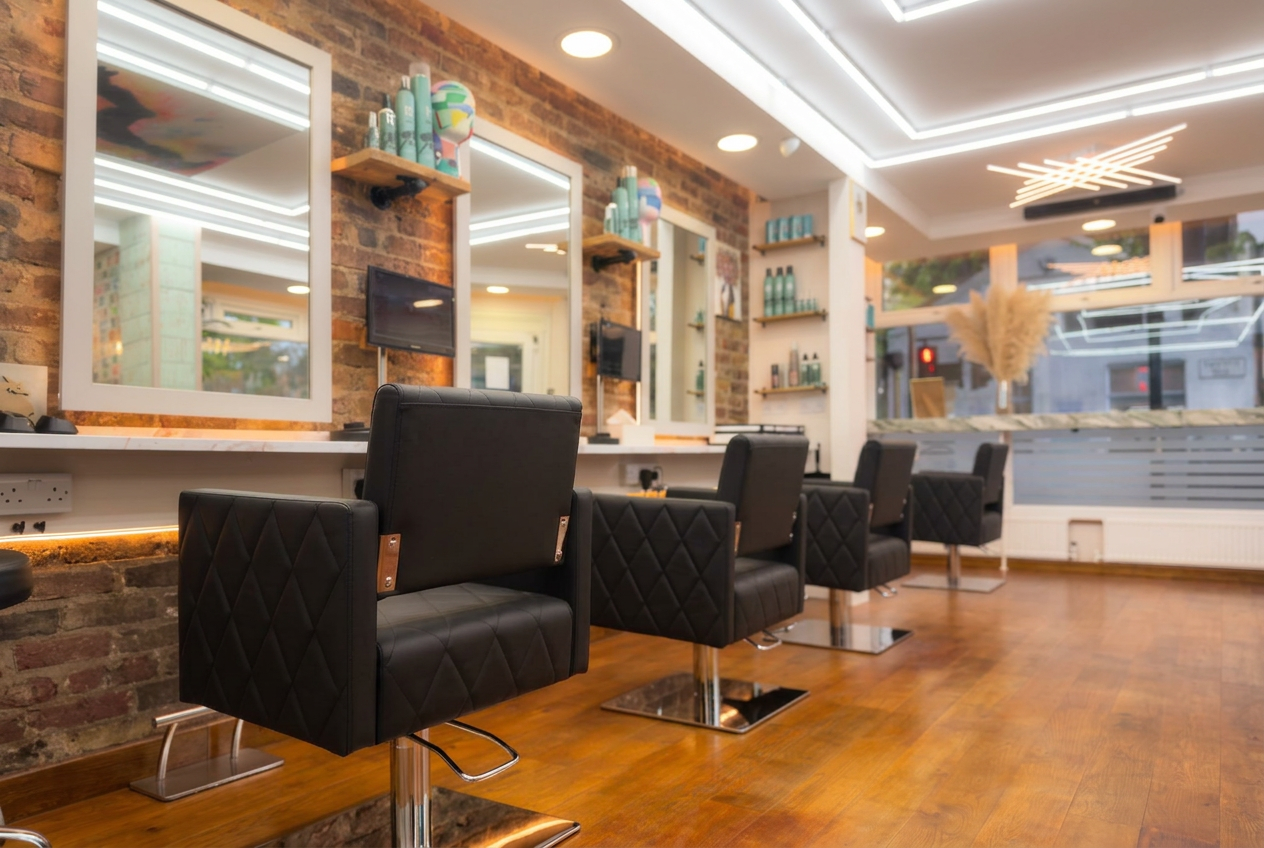 Interior of Fifty hair salon in Richmond, London